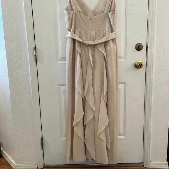 Vera Wang White Chiffon Cascading Skirt Plus-Size Event Maxi Dress Sz 14 - Picture 5 of 12